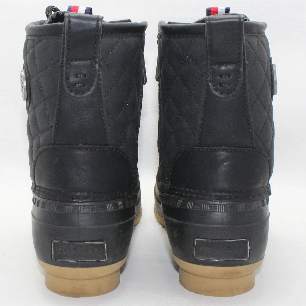 Tommy Hilfiger TWRIVIR-T Womens Black Quilted‎ Faux Fur Duck Boots Size 8M